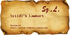 Szilák Lambert névjegykártya